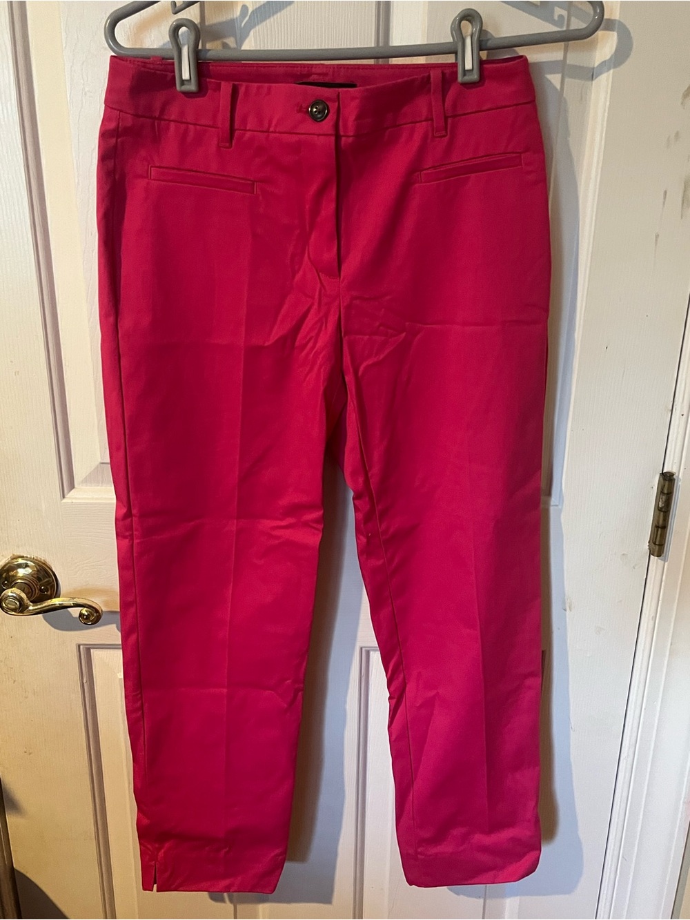 Ann Taylor Hot Pink Cropped Ankle Pants Size 2 Cotton Stretch